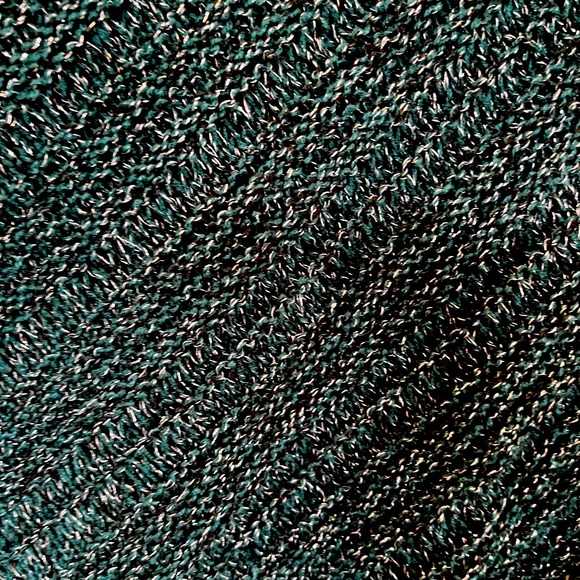 Chico’s Metallic Knit Triangle Poncho In Goddess Green - Picture 2 of 10